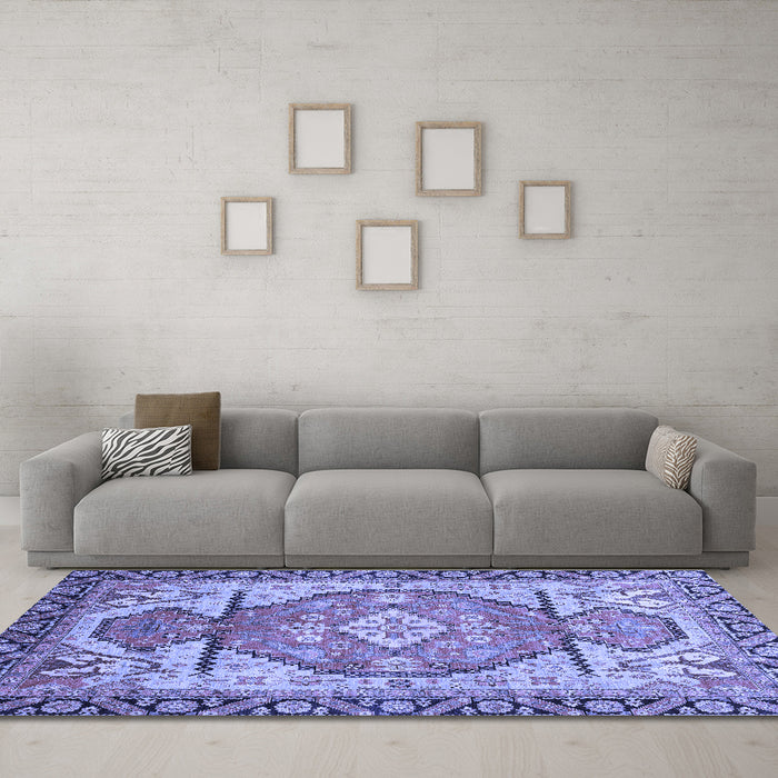 Machine Washable Oriental Blue Modern Rug in a Living Room, wshabs3644blu