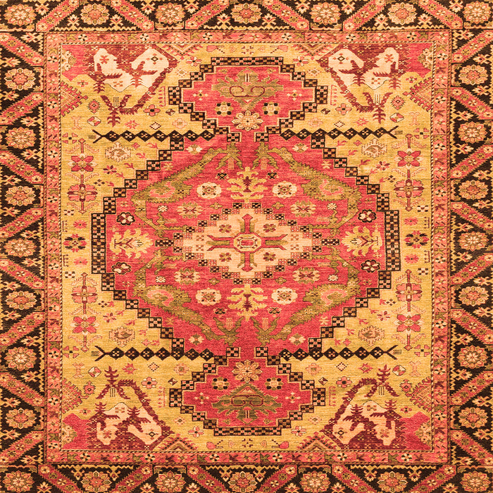 Square Machine Washable Oriental Orange Modern Area Rugs, wshabs3644org