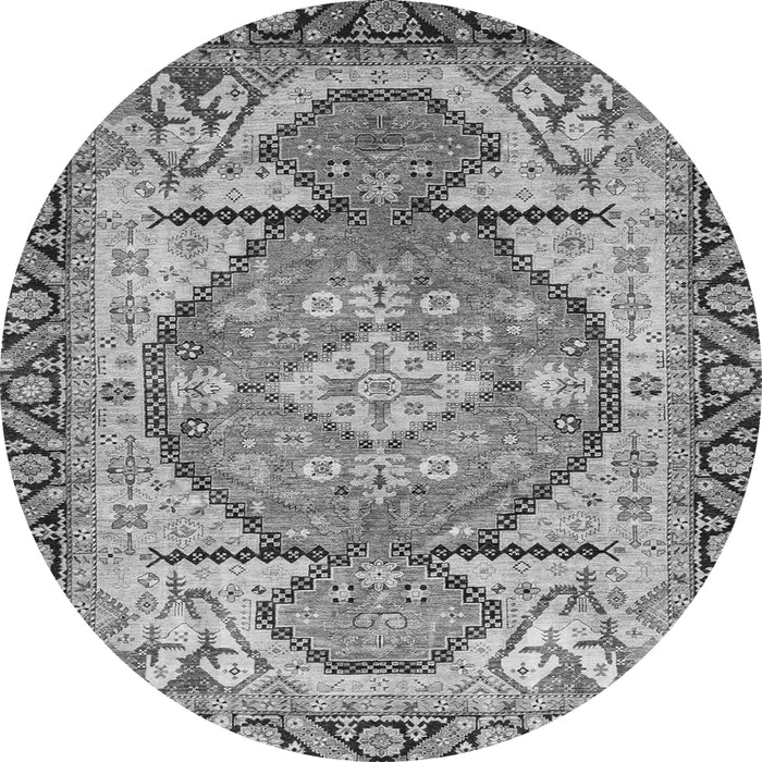Round Machine Washable Oriental Gray Modern Rug, wshabs3644gry