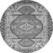 Round Machine Washable Oriental Gray Modern Rug, wshabs3644gry