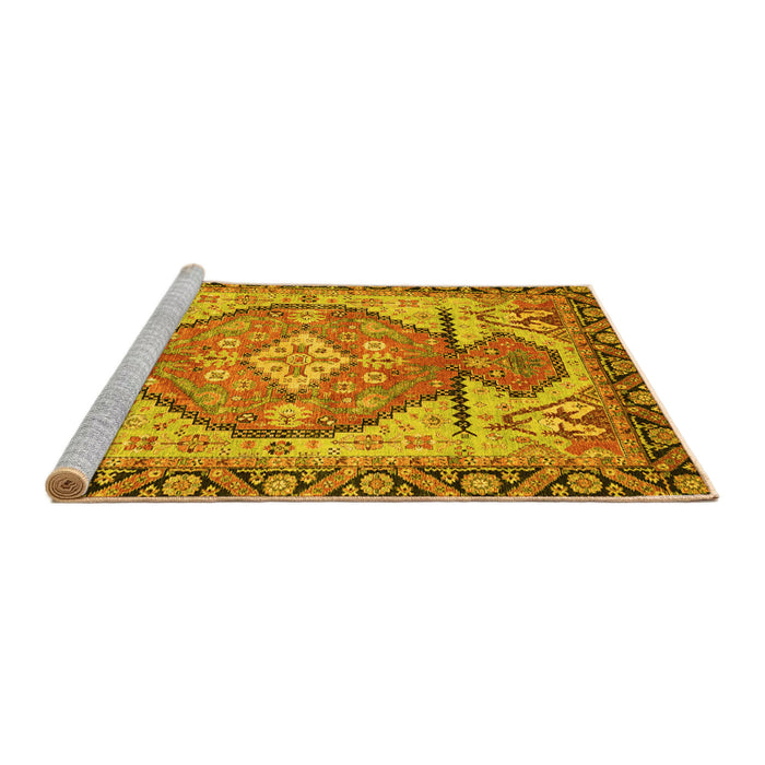 Sideview of Machine Washable Oriental Yellow Modern Rug, wshabs3644yw