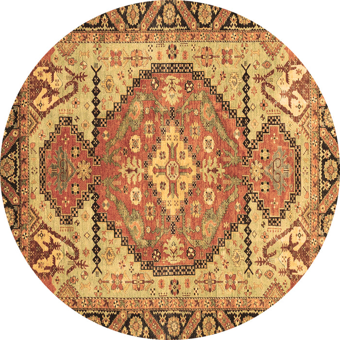 Round Machine Washable Oriental Brown Modern Rug, wshabs3644brn
