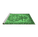 Sideview of Machine Washable Oriental Emerald Green Modern Area Rugs, wshabs3644emgrn