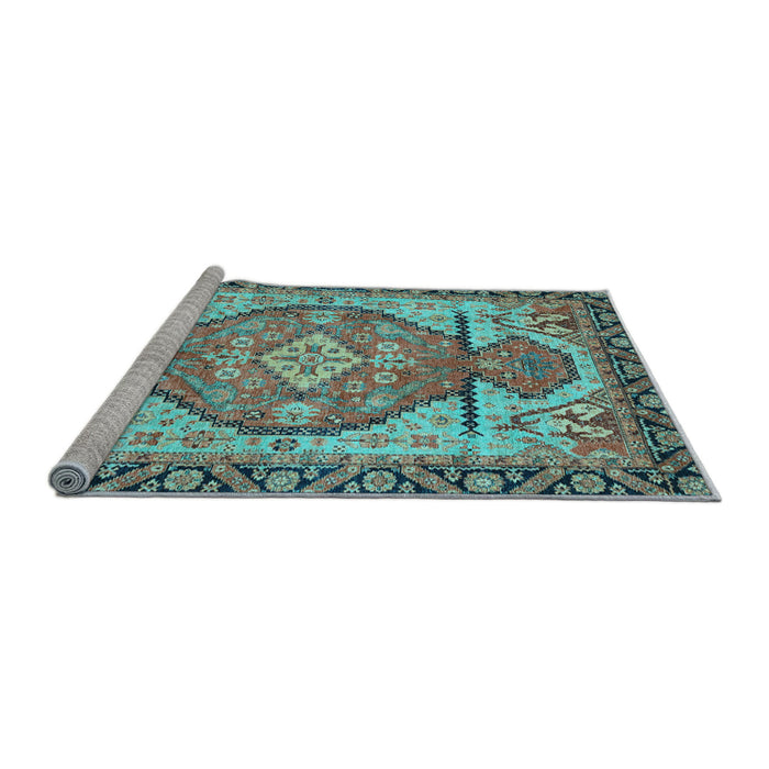 Sideview of Machine Washable Oriental Light Blue Modern Rug, wshabs3644lblu