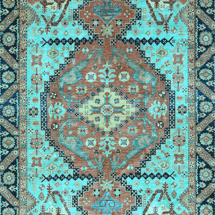Machine Washable Oriental Light Blue Modern Rug, wshabs3644lblu