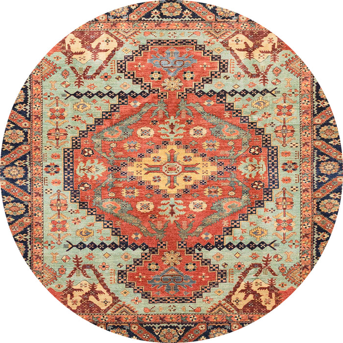 Round Machine Washable Abstract Fire Brick Red Rug, wshabs3644
