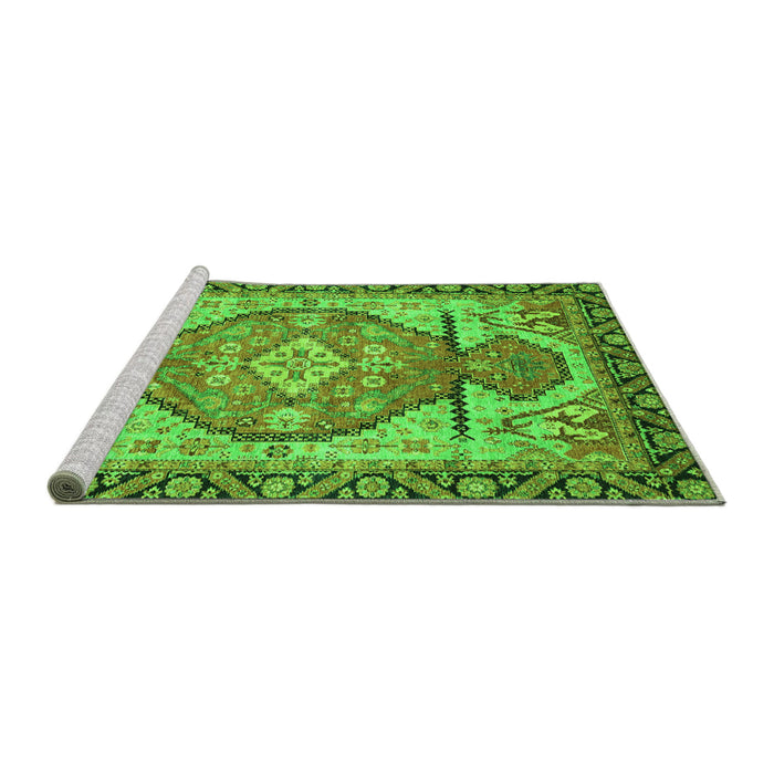 Sideview of Machine Washable Oriental Green Modern Area Rugs, wshabs3644grn