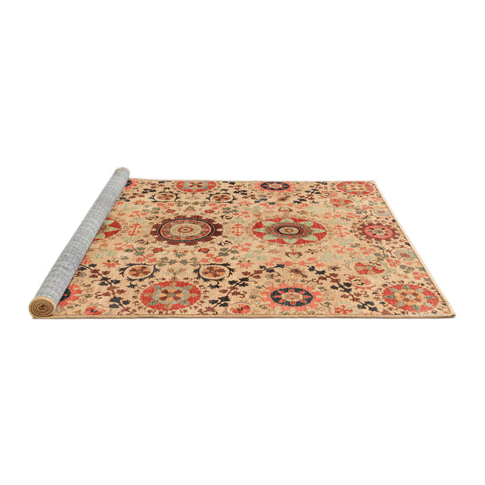 Sideview of Machine Washable Abstract Orange Rug, wshabs3645