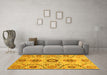 Machine Washable Oriental Yellow Modern Rug in a Living Room, wshabs3645yw