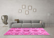 Machine Washable Oriental Pink Modern Rug in a Living Room, wshabs3645pnk