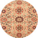 Round Machine Washable Abstract Orange Rug, wshabs3645