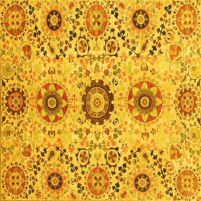 Square Machine Washable Oriental Yellow Modern Rug, wshabs3645yw