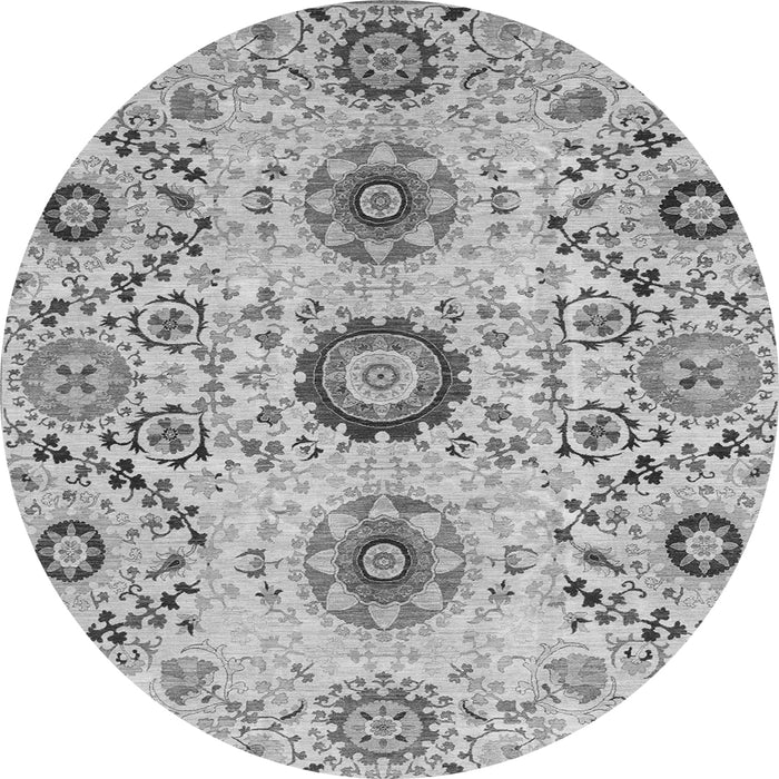 Round Machine Washable Oriental Gray Modern Rug, wshabs3645gry