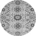 Round Machine Washable Oriental Gray Modern Rug, wshabs3645gry