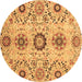 Round Oriental Brown Modern Rug, abs3645brn