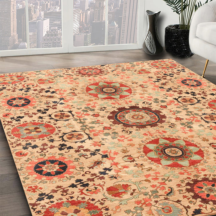 Machine Washable Abstract Orange Rug in a Family Room, wshabs3645