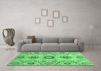 Machine Washable Oriental Emerald Green Modern Rug, wshabs3645emgrn