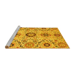 Sideview of Machine Washable Oriental Yellow Modern Rug, wshabs3645yw