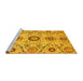 Sideview of Machine Washable Oriental Yellow Modern Rug, wshabs3645yw