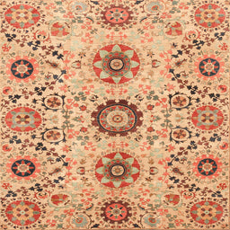 Square Abstract Orange Oriental Rug, abs3645