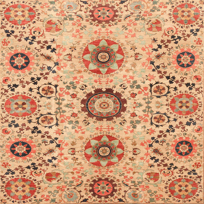 Square Abstract Orange Oriental Rug, abs3645
