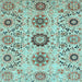 Square Machine Washable Oriental Light Blue Modern Rug, wshabs3645lblu