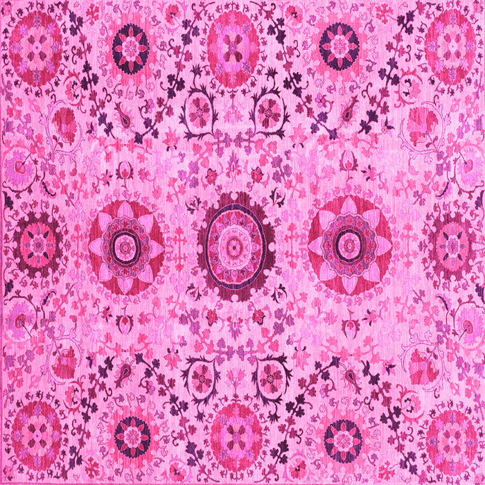 Square Machine Washable Oriental Pink Modern Rug, wshabs3645pnk