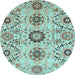 Round Oriental Light Blue Modern Rug, abs3645lblu