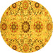 Round Oriental Yellow Modern Rug, abs3645yw