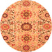 Round Machine Washable Oriental Orange Modern Area Rugs, wshabs3645org