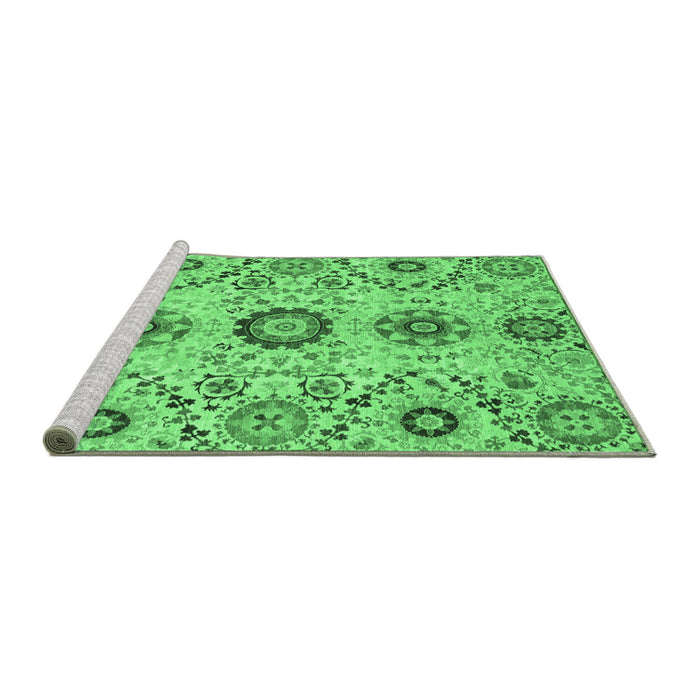 Sideview of Machine Washable Oriental Emerald Green Modern Area Rugs, wshabs3645emgrn