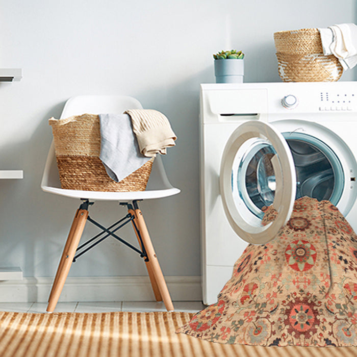 Machine Washable Abstract Orange Rug in a Washing Machine, wshabs3645