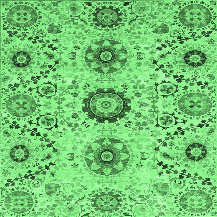Square Machine Washable Oriental Emerald Green Modern Area Rugs, wshabs3645emgrn