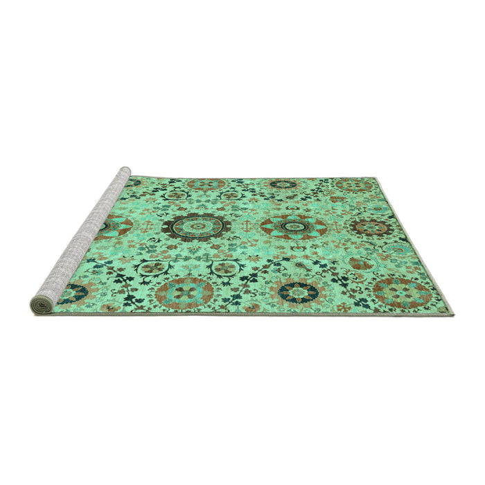 Sideview of Machine Washable Oriental Turquoise Modern Area Rugs, wshabs3645turq
