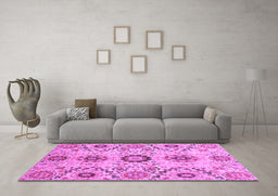 Machine Washable Oriental Purple Modern Area Rugs in a Living Room, wshabs3645pur