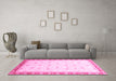 Machine Washable Oriental Pink Modern Rug in a Living Room, wshabs3646pnk