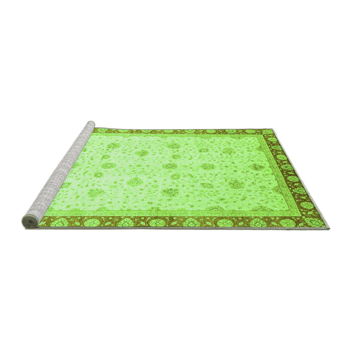 Sideview of Machine Washable Oriental Green Modern Area Rugs, wshabs3646grn