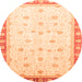 Round Machine Washable Oriental Orange Modern Area Rugs, wshabs3646org