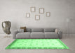 Machine Washable Oriental Emerald Green Modern Area Rugs in a Living Room,, wshabs3646emgrn