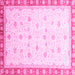 Square Machine Washable Oriental Pink Modern Rug, wshabs3646pnk