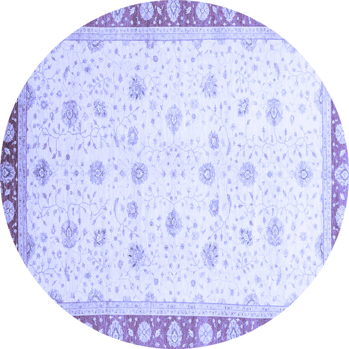 Round Machine Washable Oriental Blue Modern Rug, wshabs3646blu