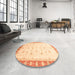 Round Machine Washable Abstract Sun Yellow Rug in a Office, wshabs3646