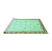 Sideview of Machine Washable Oriental Turquoise Modern Area Rugs, wshabs3646turq