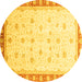 Round Oriental Yellow Modern Rug, abs3646yw