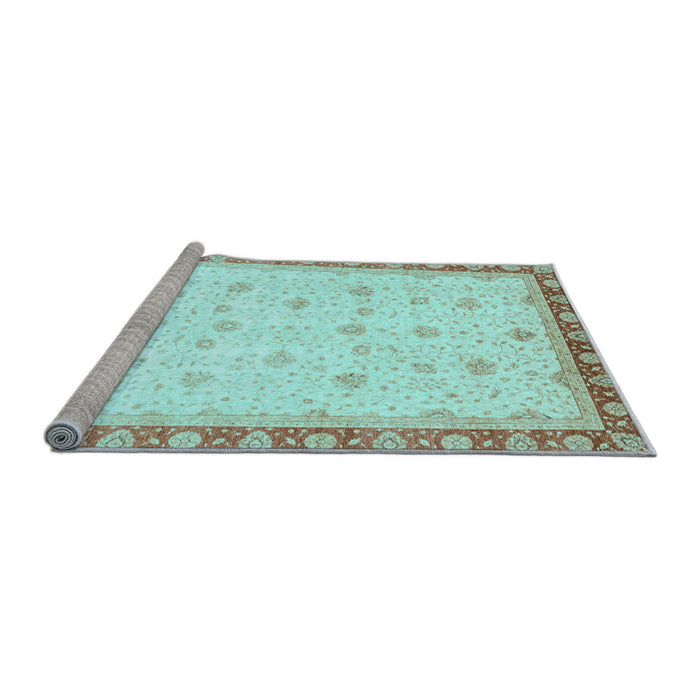 Sideview of Machine Washable Oriental Light Blue Modern Rug, wshabs3646lblu