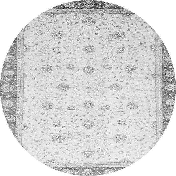 Round Machine Washable Oriental Gray Modern Rug, wshabs3646gry