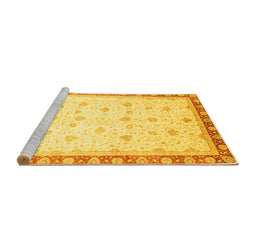 Sideview of Machine Washable Oriental Yellow Modern Rug, wshabs3646yw