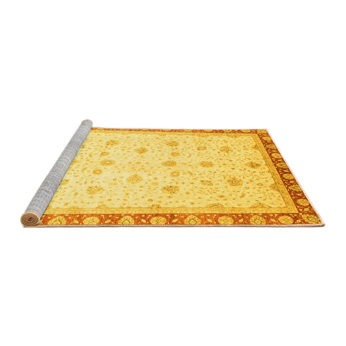 Sideview of Machine Washable Oriental Yellow Modern Rug, wshabs3646yw