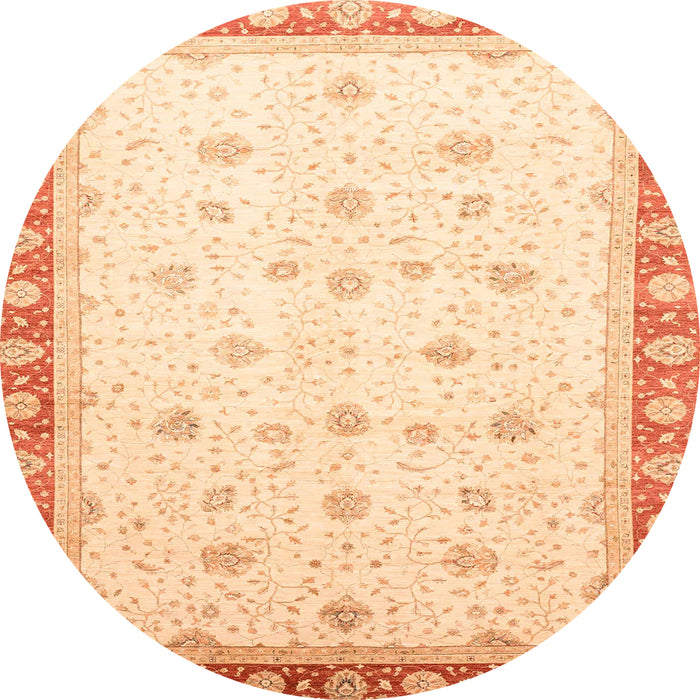 Round Abstract Sun Yellow Oriental Rug, abs3646