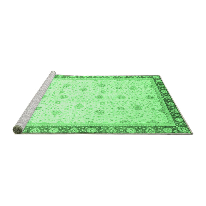 Sideview of Machine Washable Oriental Emerald Green Modern Area Rugs, wshabs3646emgrn